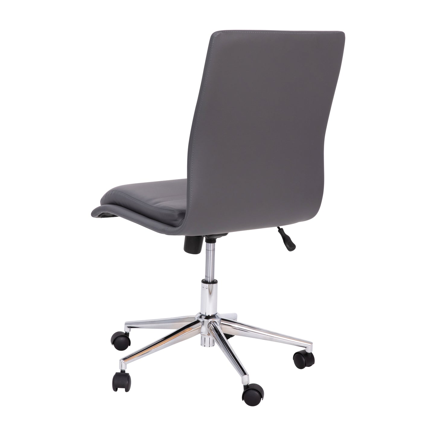 Madigan Mid-Back Armless Swivel Task Office Chair with LeatherSoft and Adjustable Chrome Base, Gray Gray