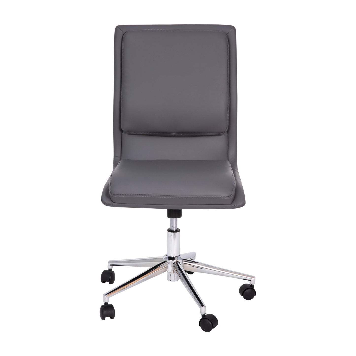 Madigan Mid-Back Armless Swivel Task Office Chair with LeatherSoft and Adjustable Chrome Base, Gray Gray
