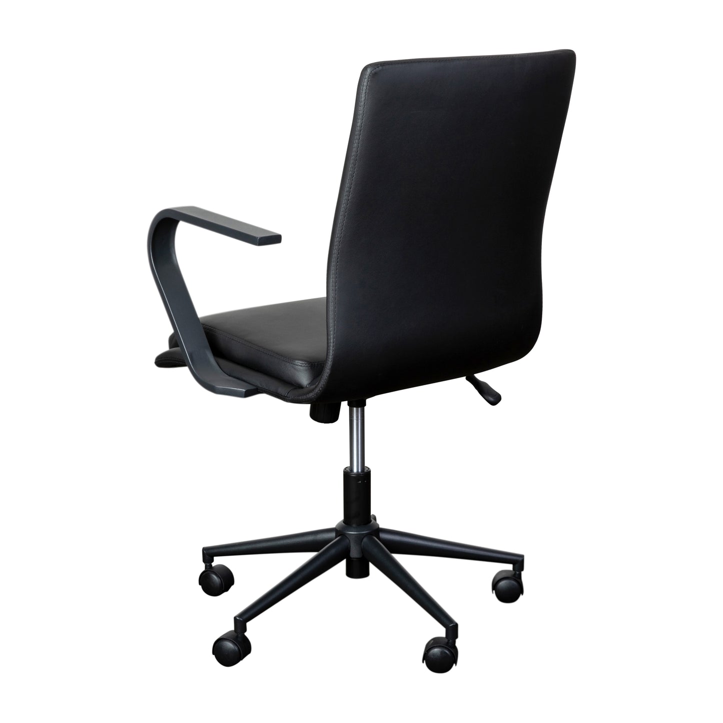 James Mid-Back Designer Executive LeatherSoft Office Chair with Black Base and Arms, Black Black LeatherSoft/Black Frame