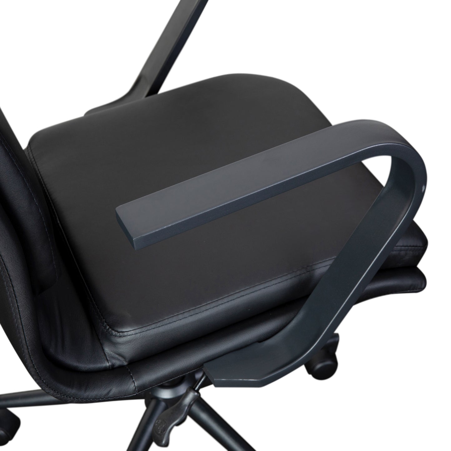 James Mid-Back Designer Executive LeatherSoft Office Chair with Black Base and Arms, Black Black LeatherSoft/Black Frame