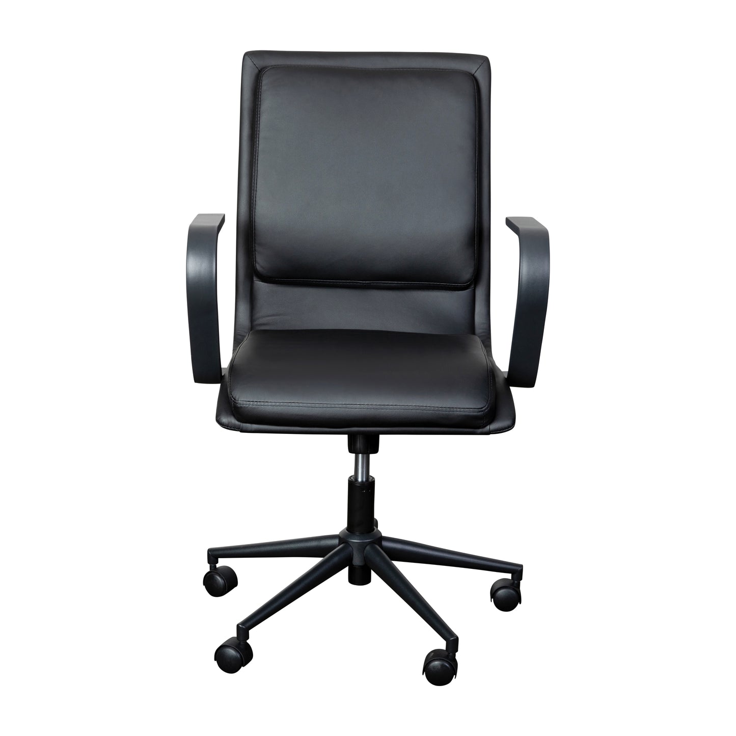 James Mid-Back Designer Executive LeatherSoft Office Chair with Black Base and Arms, Black Black LeatherSoft/Black Frame