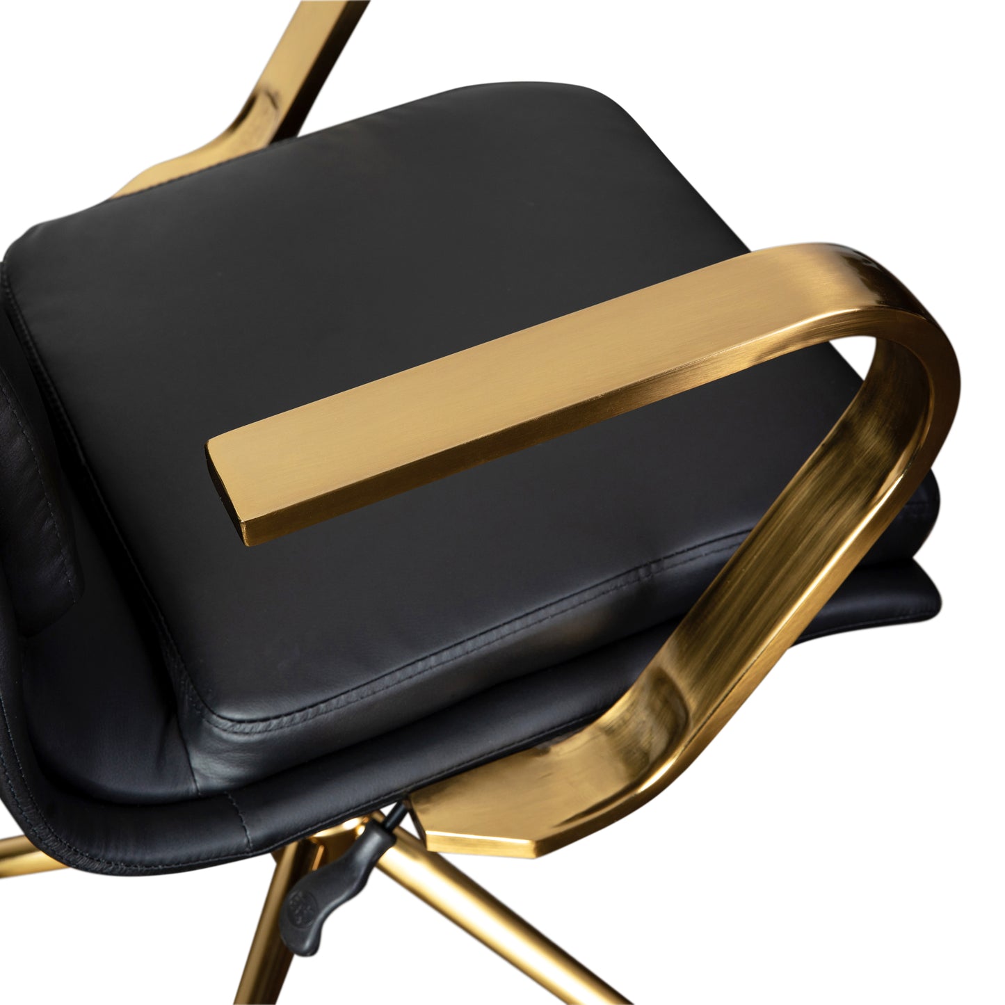 James Mid-Back Designer Executive LeatherSoft Office Chair with Brushed Gold Base and Arms, Black Black LeatherSoft/Gold Frame