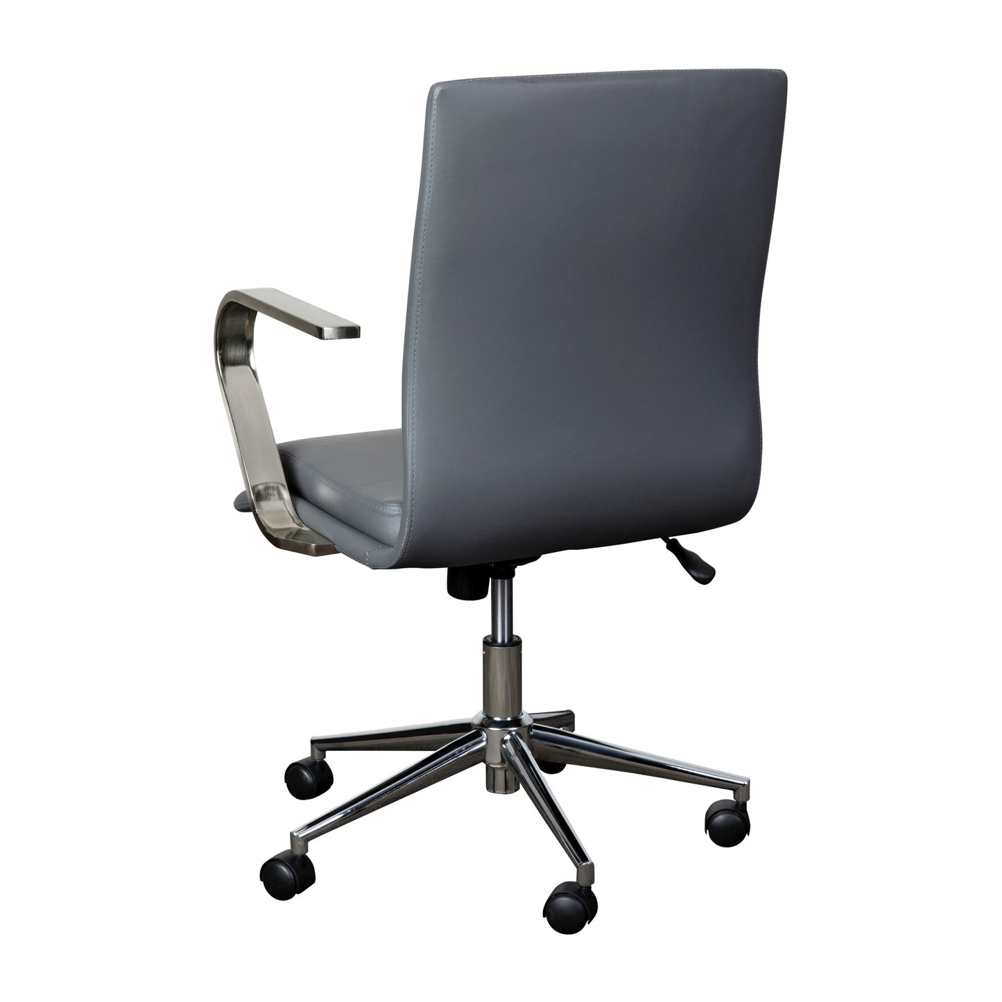 James Mid-Back Designer Executive LeatherSoft Office Chair with Brushed Chrome Base and Arms, Gray Gray LeatherSoft/Chrome Frame
