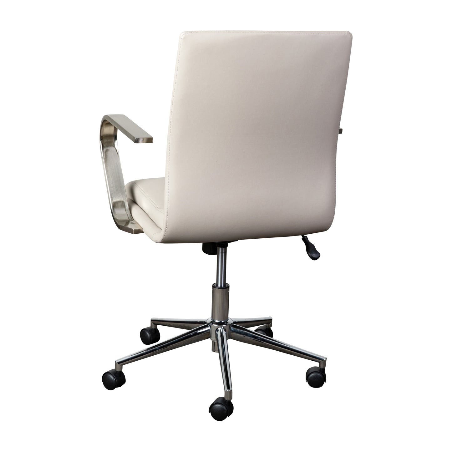 James Mid-Back Designer Executive LeatherSoft Office Chair with Brushed Chrome Base and Arms, Taupe Taupe LeatherSoft/Chrome Frame