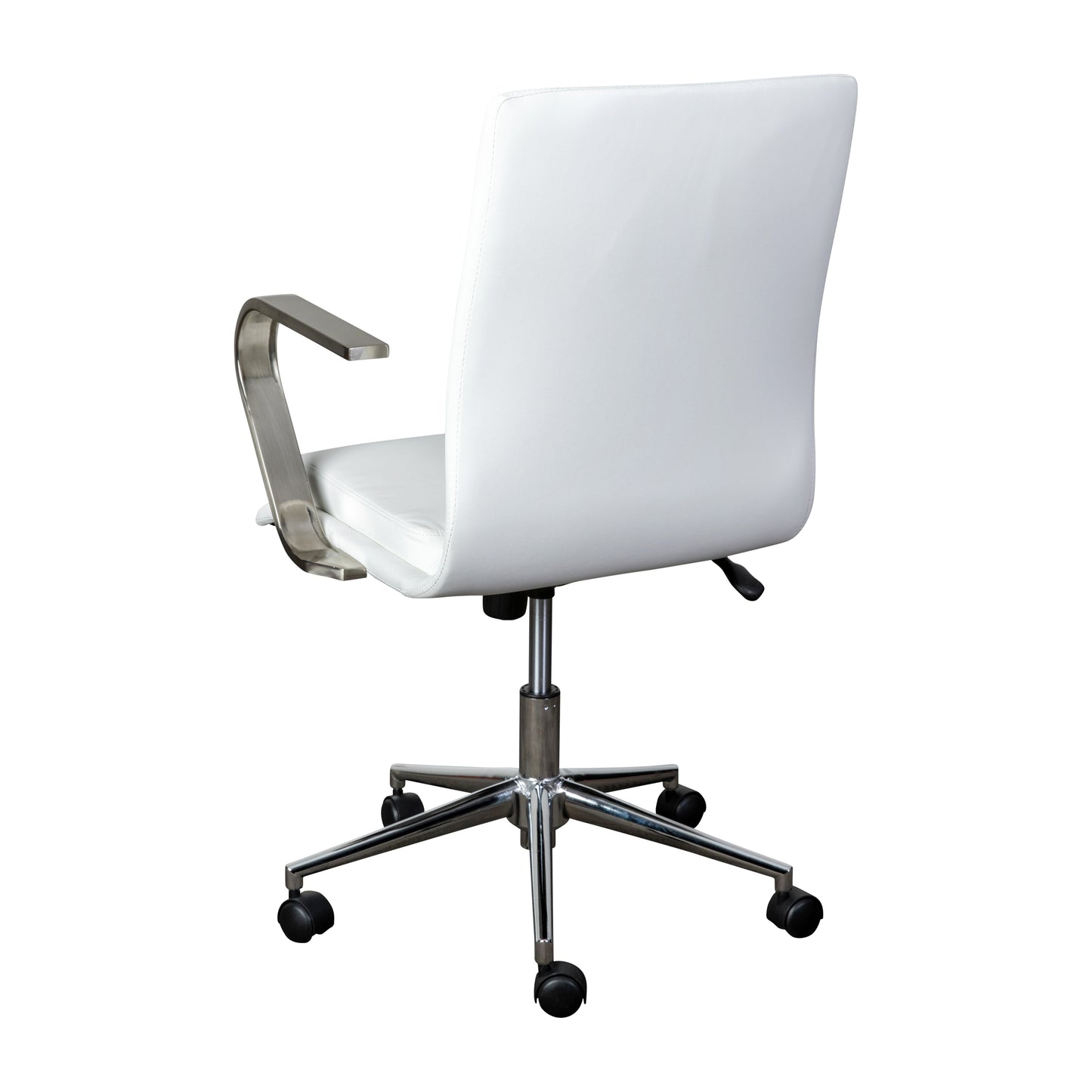 James Mid-Back Designer Executive LeatherSoft Office Chair with Brushed Chrome Base and Arms, White White LeatherSoft/Chrome Frame