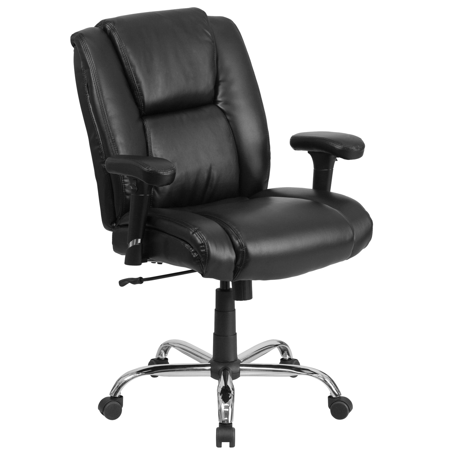 HERCULES Series Big & Tall 400 lb. Rated Black LeatherSoft Ergonomic Task Office Chair with Chrome Base and Adjustable Arms Black