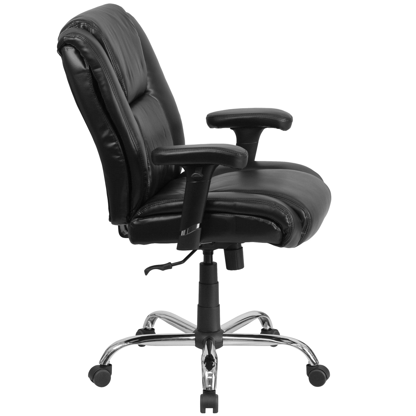HERCULES Series Big & Tall 400 lb. Rated Black LeatherSoft Ergonomic Task Office Chair with Chrome Base and Adjustable Arms Black