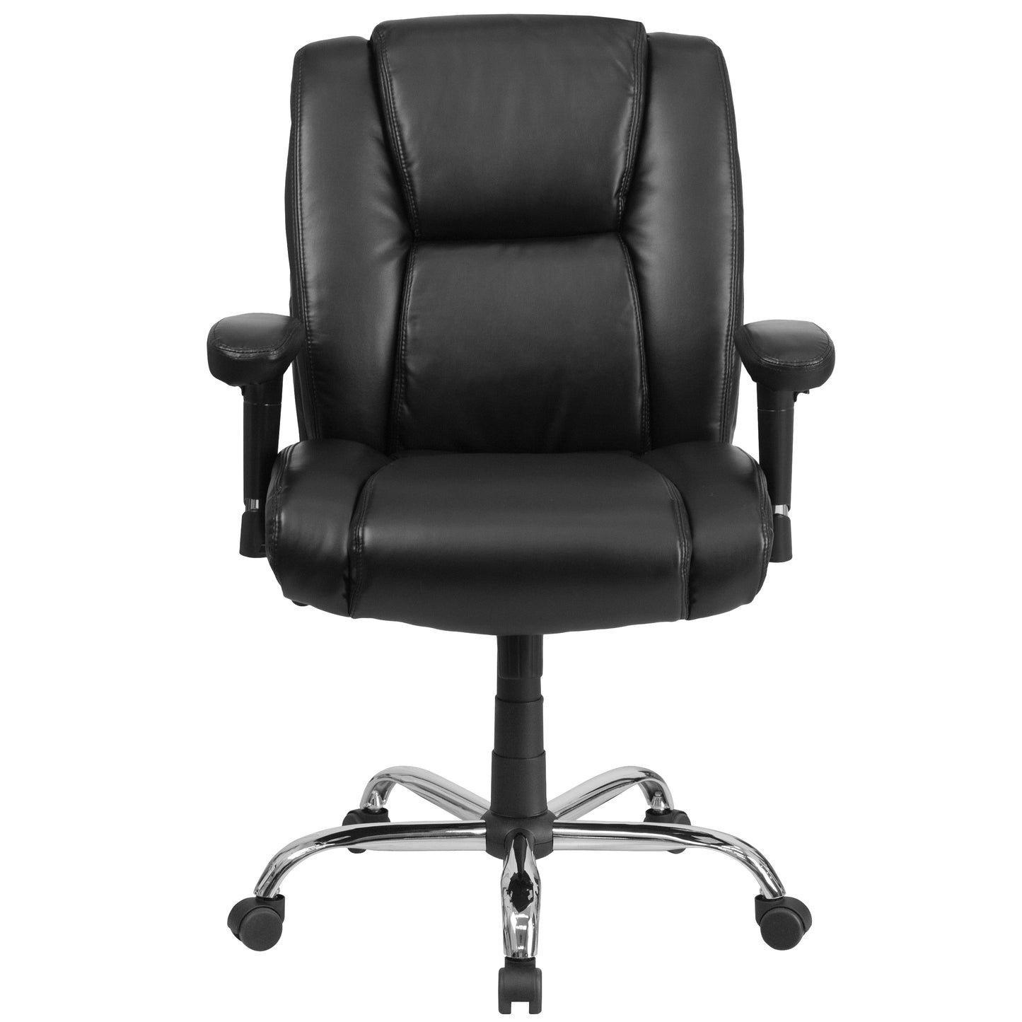HERCULES Series Big & Tall 400 lb. Rated Black LeatherSoft Ergonomic Task Office Chair with Chrome Base and Adjustable Arms Black