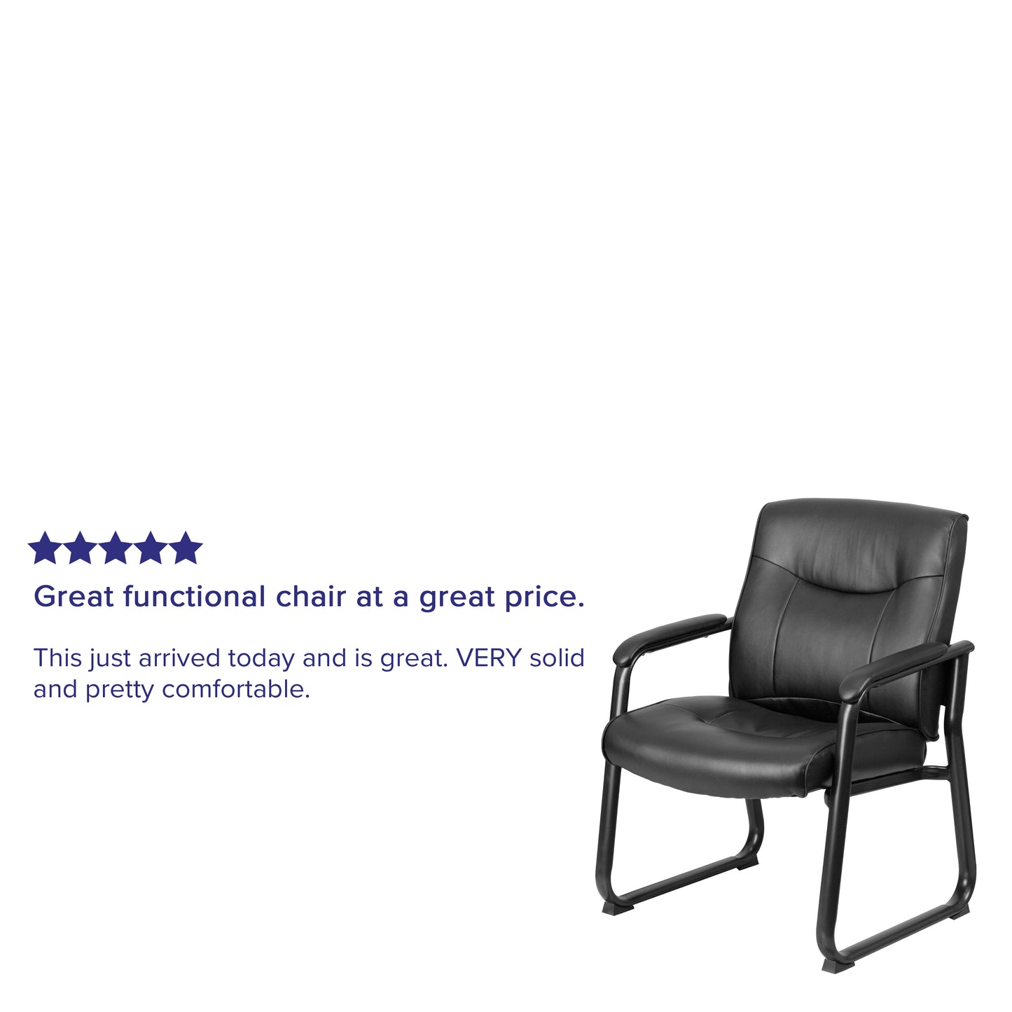 HERCULES Series Big & Tall 500 lb. Rated Black LeatherSoft Executive Side Reception Chair with Sled Base Black