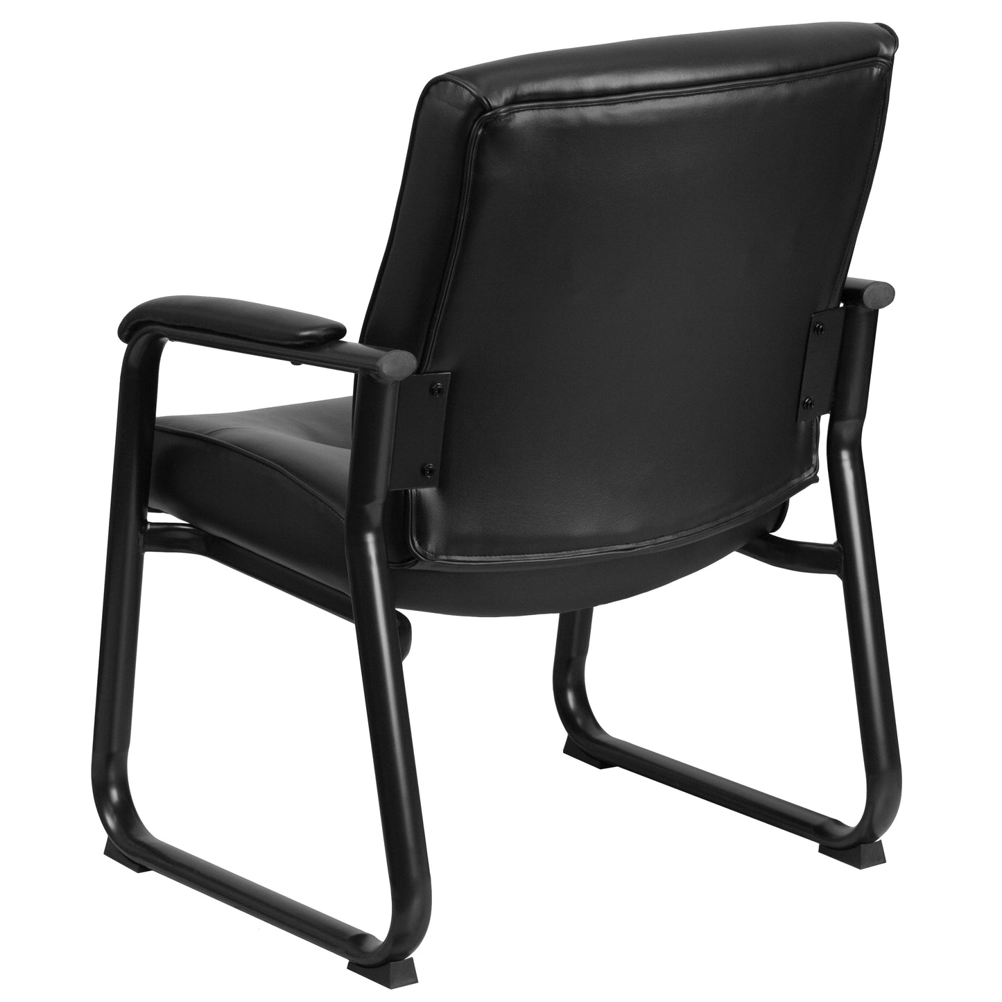 HERCULES Series Big & Tall 500 lb. Rated Black LeatherSoft Executive Side Reception Chair with Sled Base Black