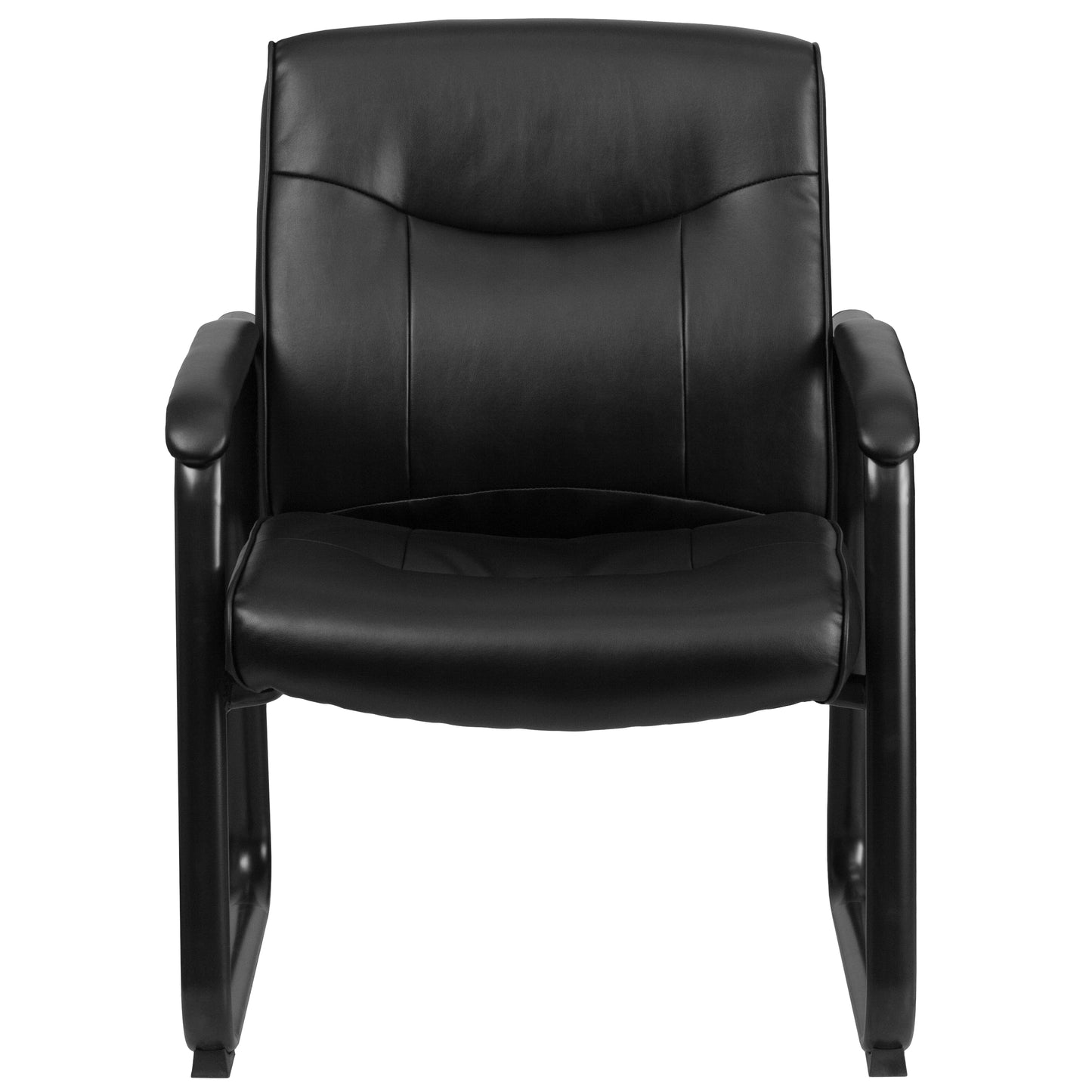 HERCULES Series Big & Tall 500 lb. Rated Black LeatherSoft Executive Side Reception Chair with Sled Base Black