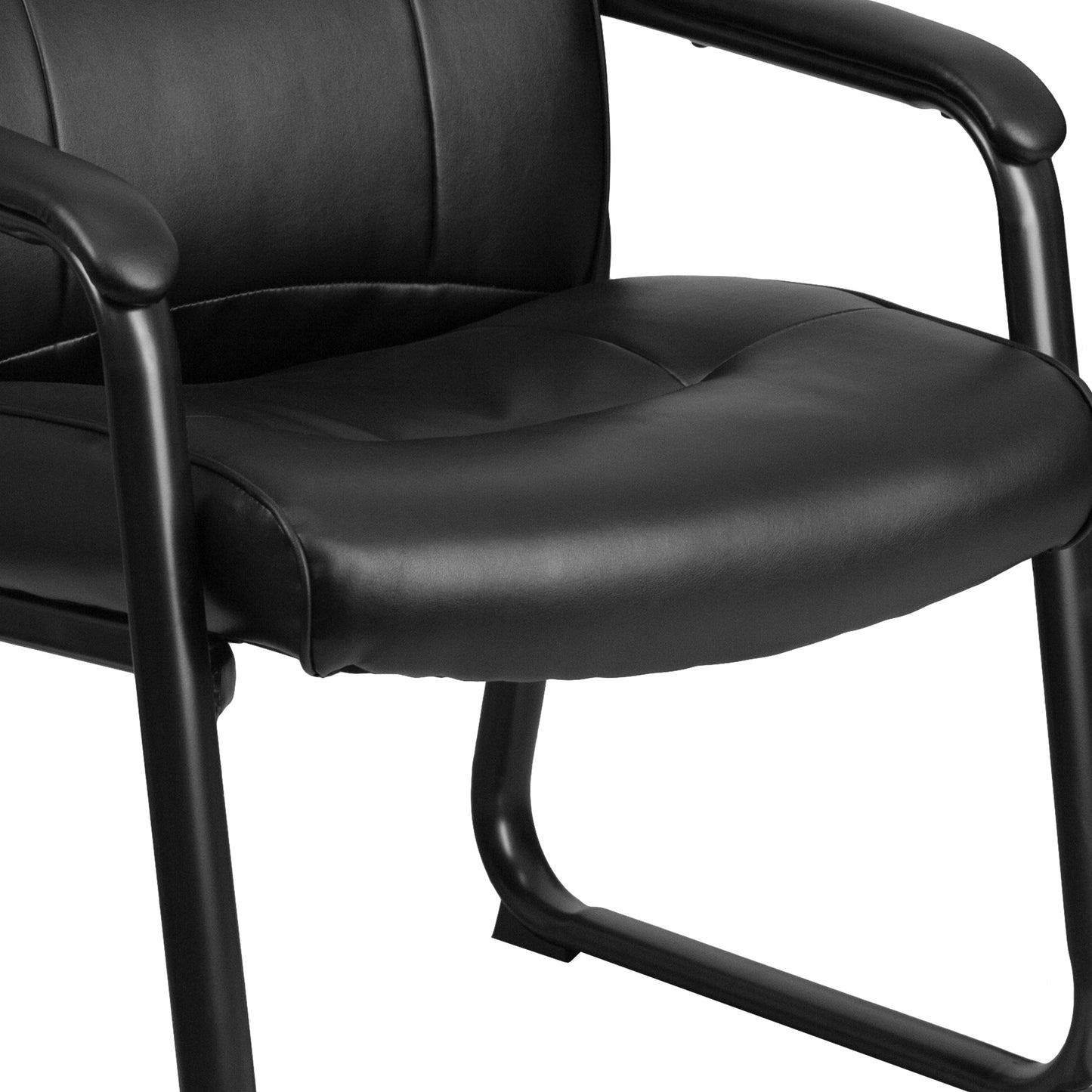 HERCULES Series Big & Tall 500 lb. Rated Black LeatherSoft Executive Side Reception Chair with Sled Base Black