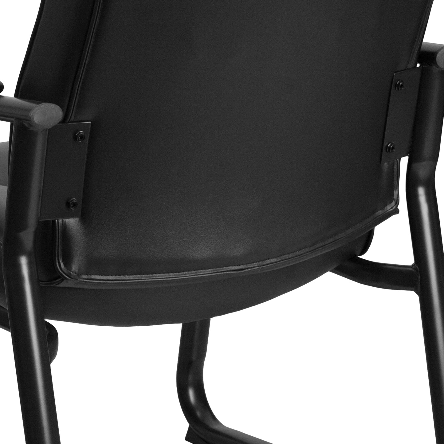 HERCULES Series Big & Tall 500 lb. Rated Black LeatherSoft Executive Side Reception Chair with Sled Base Black
