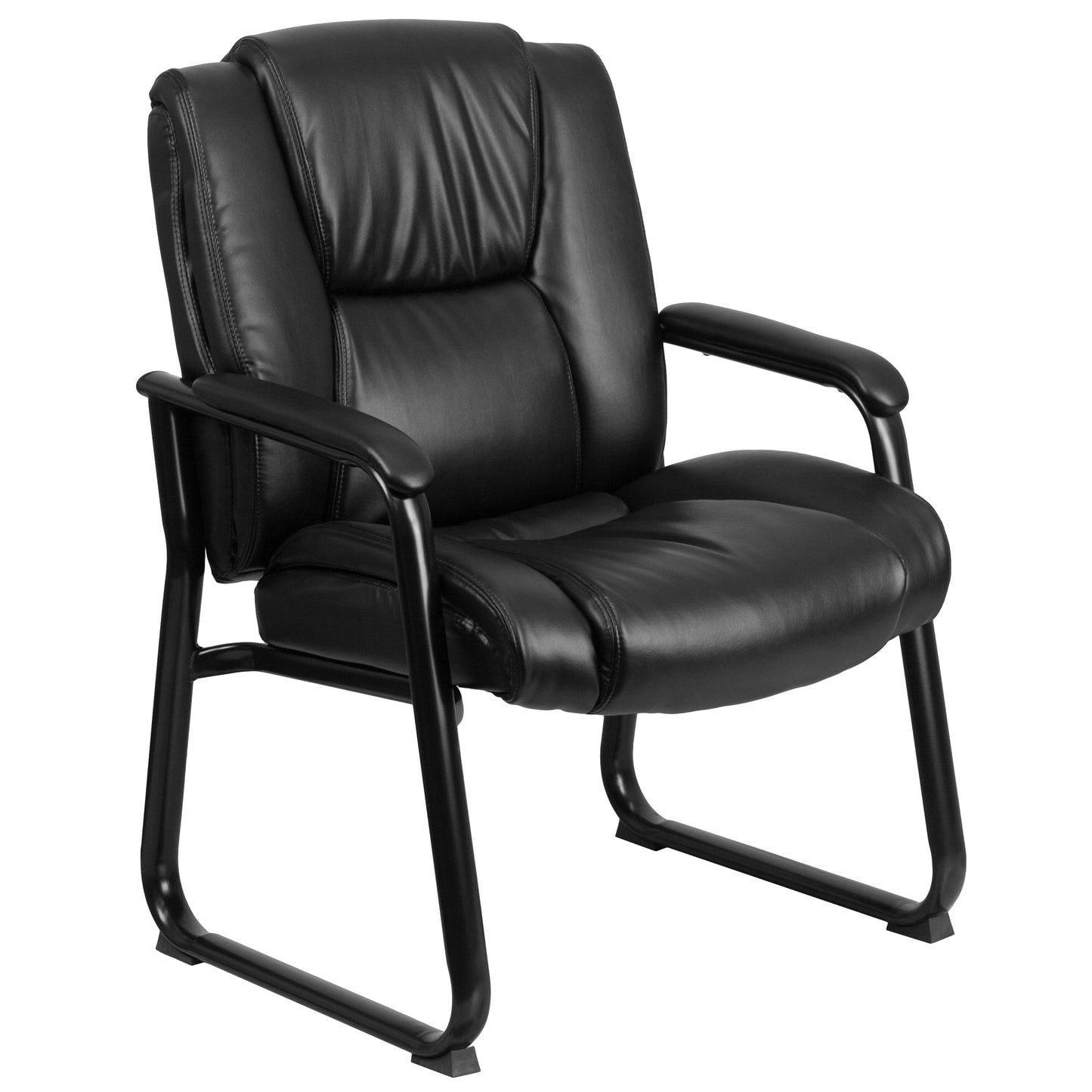 Reception Chairs | Black LeatherSoft Side Chairs for Reception and Office Black