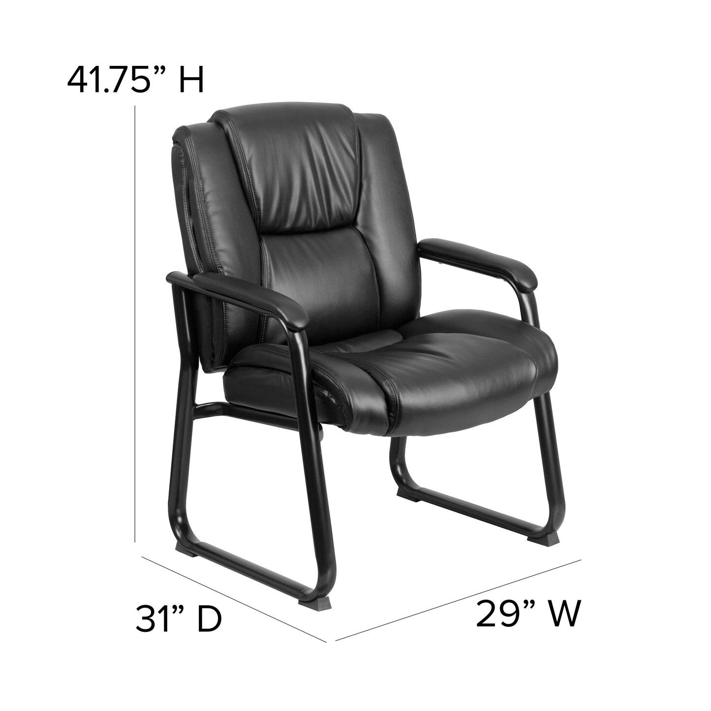 Reception Chairs | Black LeatherSoft Side Chairs for Reception and Office Black