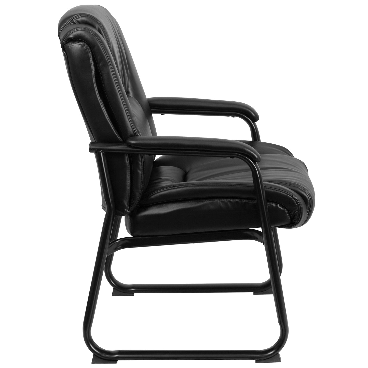 Reception Chairs | Black LeatherSoft Side Chairs for Reception and Office Black