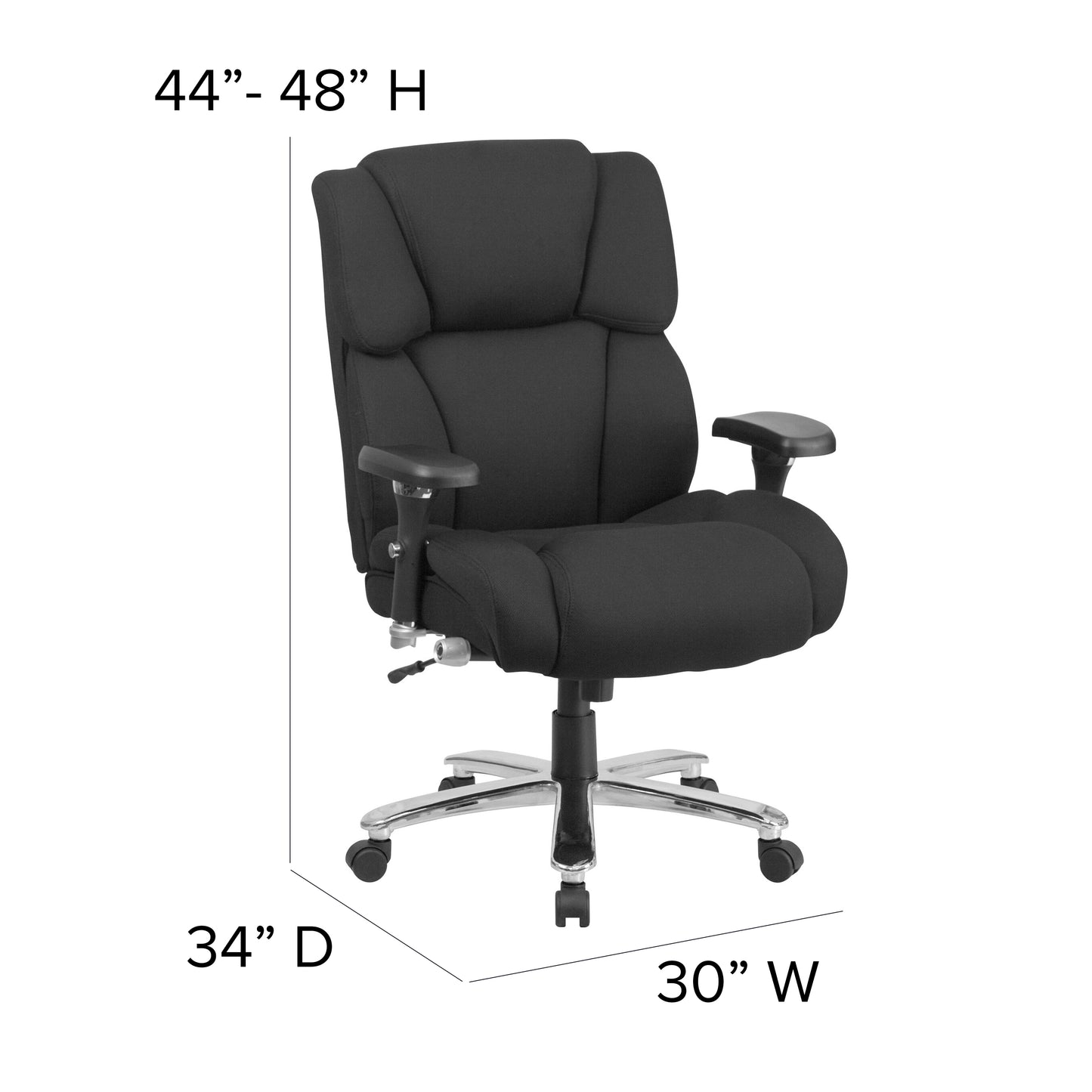 HERCULES Series 24/7 Intensive Use Big & Tall 400 lb. Rated Black Fabric Executive Ergonomic Office Chair with Lumbar Knob Black Fabric