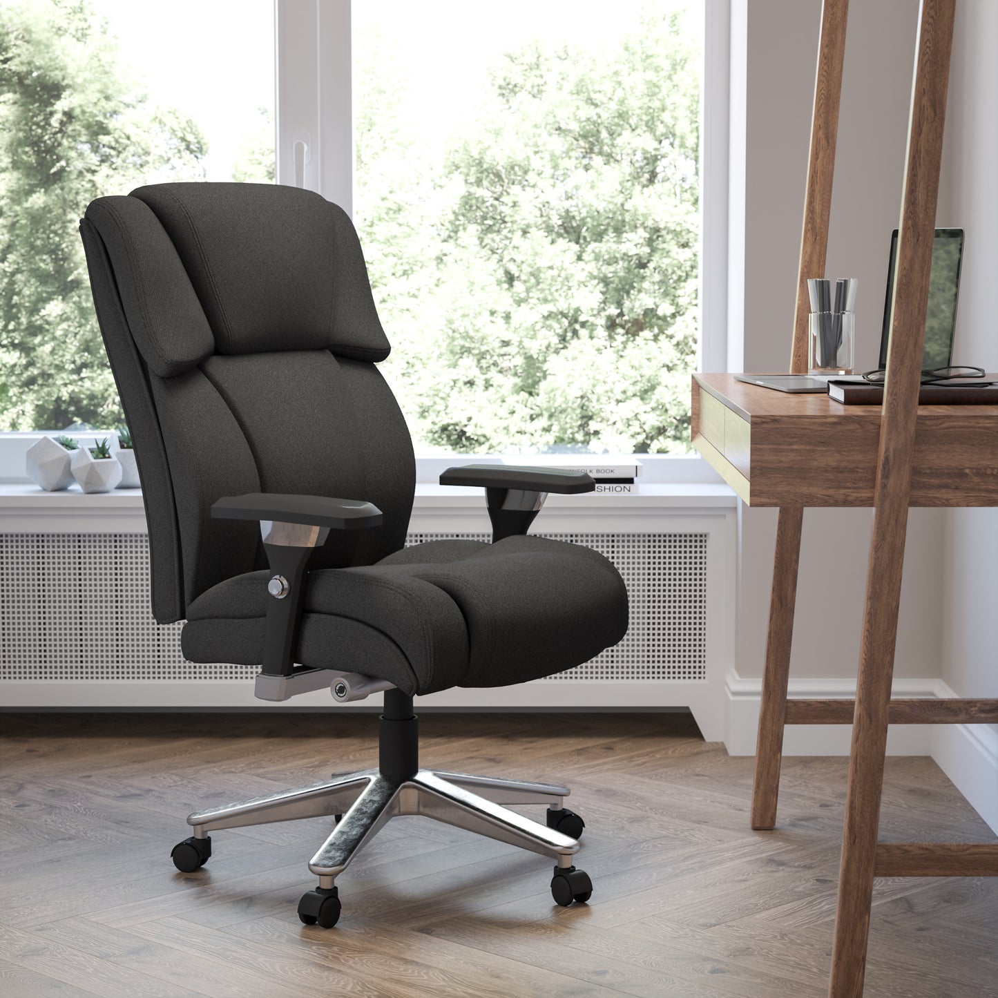 HERCULES Series 24/7 Intensive Use Big & Tall 400 lb. Rated Black Fabric Executive Ergonomic Office Chair with Lumbar Knob Black Fabric