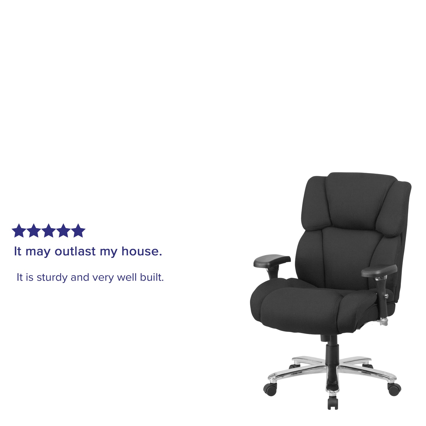 HERCULES Series 24/7 Intensive Use Big & Tall 400 lb. Rated Black Fabric Executive Ergonomic Office Chair with Lumbar Knob Black Fabric