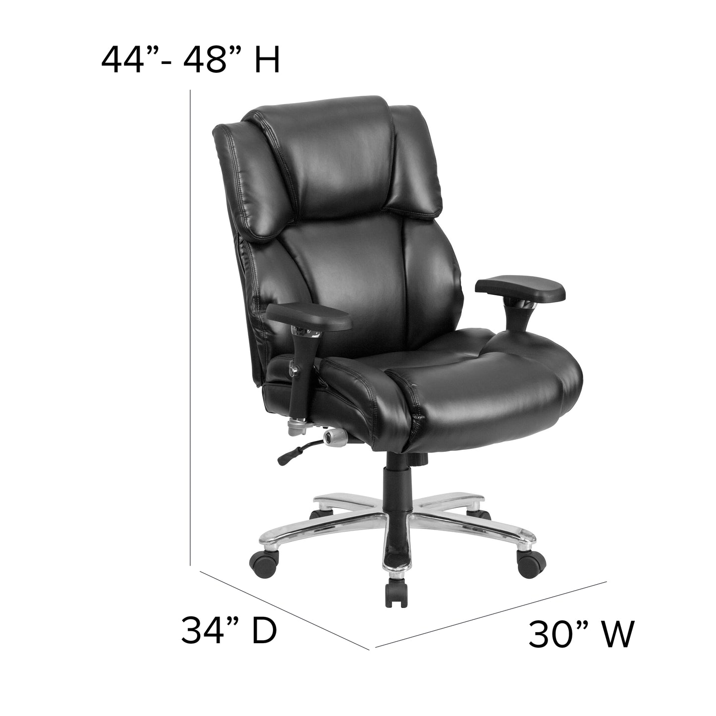 HERCULES Series 24/7 Intensive Use Big & Tall 400 lb. Rated Black LeatherSoft Executive Lumbar Ergonomic Office Chair Black LeatherSoft