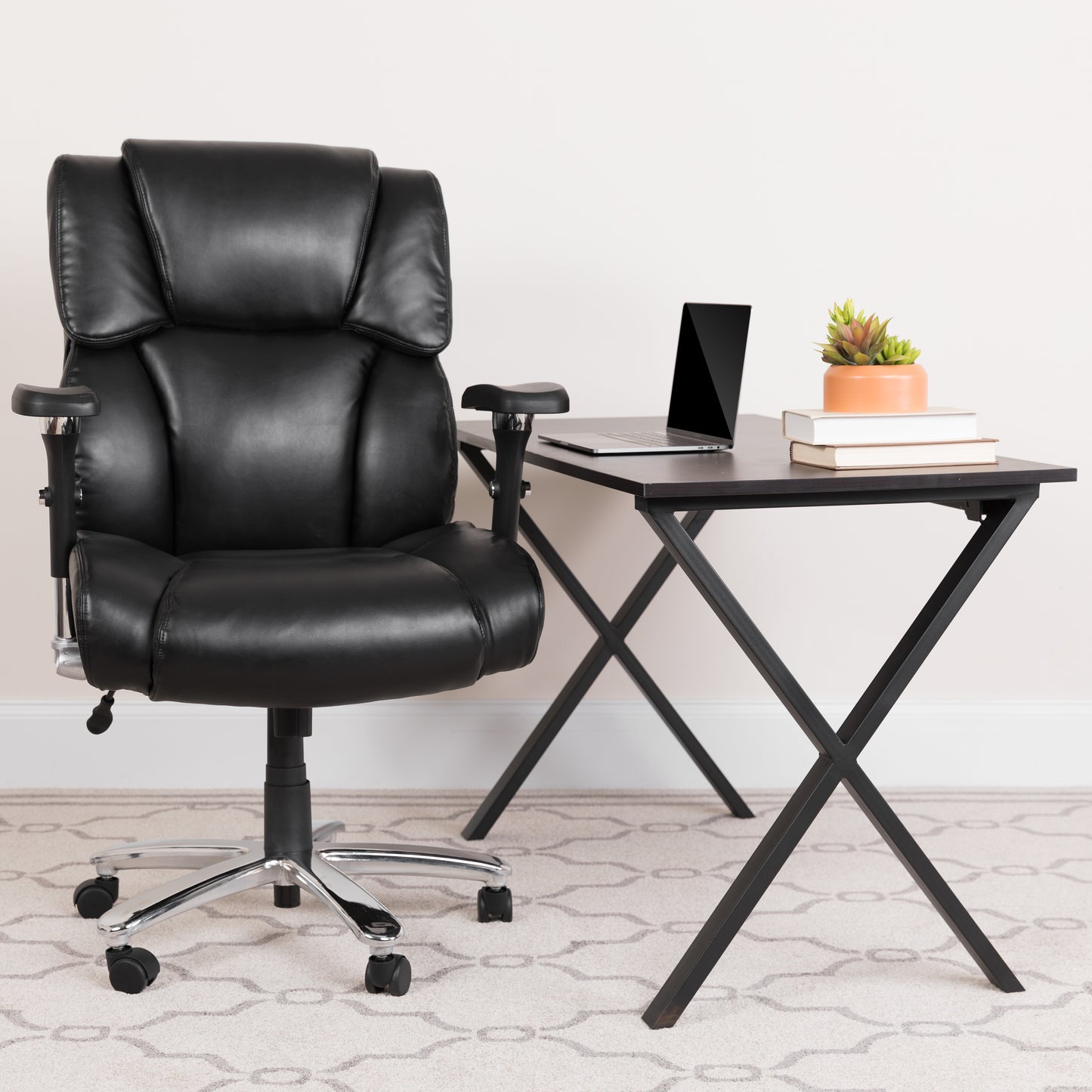 HERCULES Series 24/7 Intensive Use Big & Tall 400 lb. Rated Black LeatherSoft Executive Lumbar Ergonomic Office Chair Black LeatherSoft