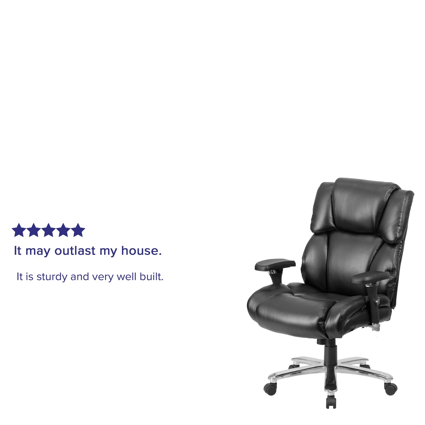 HERCULES Series 24/7 Intensive Use Big & Tall 400 lb. Rated Black LeatherSoft Executive Lumbar Ergonomic Office Chair Black LeatherSoft