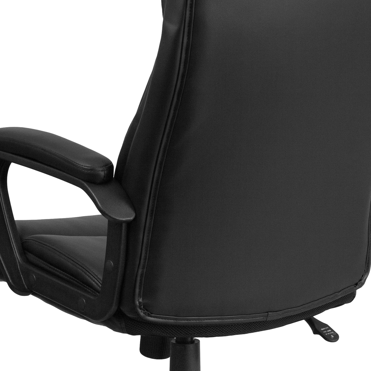 Raya High Back Black LeatherSoft Executive Swivel Office Chair with Slight Mesh Accent and Arms Black