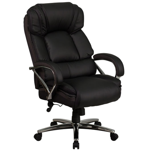 HERCULES Series Big & Tall 500 lb. Rated Black LeatherSoft Executive Swivel Ergonomic Office Chair with Chrome Base and Arms Black GO-2222-GG