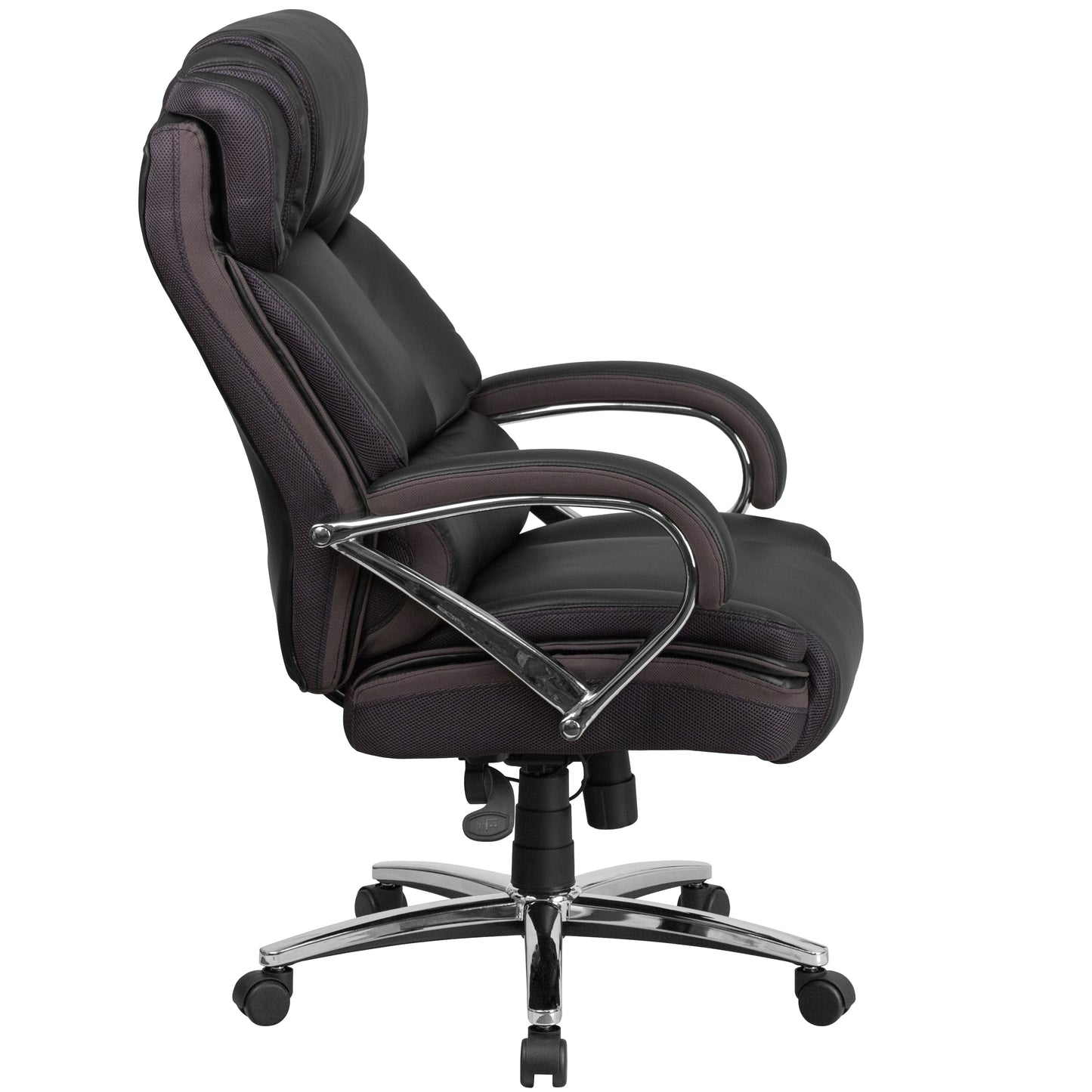 HERCULES Series Big & Tall 500 lb. Rated Black LeatherSoft Executive Swivel Ergonomic Office Chair with Chrome Base and Arms Black