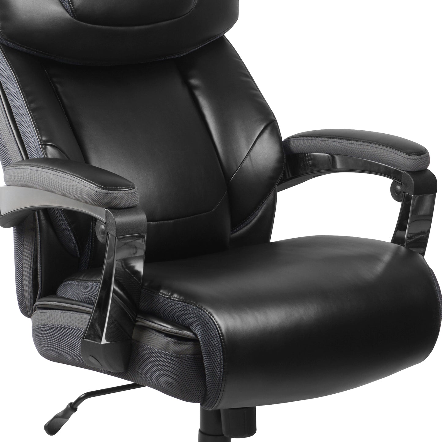 HERCULES Series Big & Tall 500 lb. Rated Black LeatherSoft Executive Swivel Ergonomic Office Chair with Adjustable Headrest Black