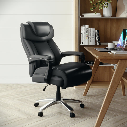 HERCULES Series Big & Tall 500 lb. Rated Black LeatherSoft Executive Swivel Ergonomic Office Chair with Adjustable Headrest Black GO-2223-BK-GG