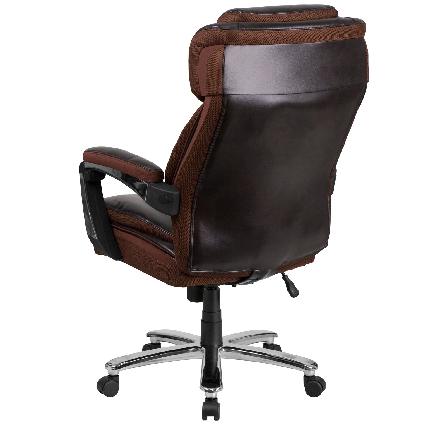 Big & Tall Office Chair | Brown LeatherSoft Executive Swivel Office Chair with Headrest and Wheels Brown