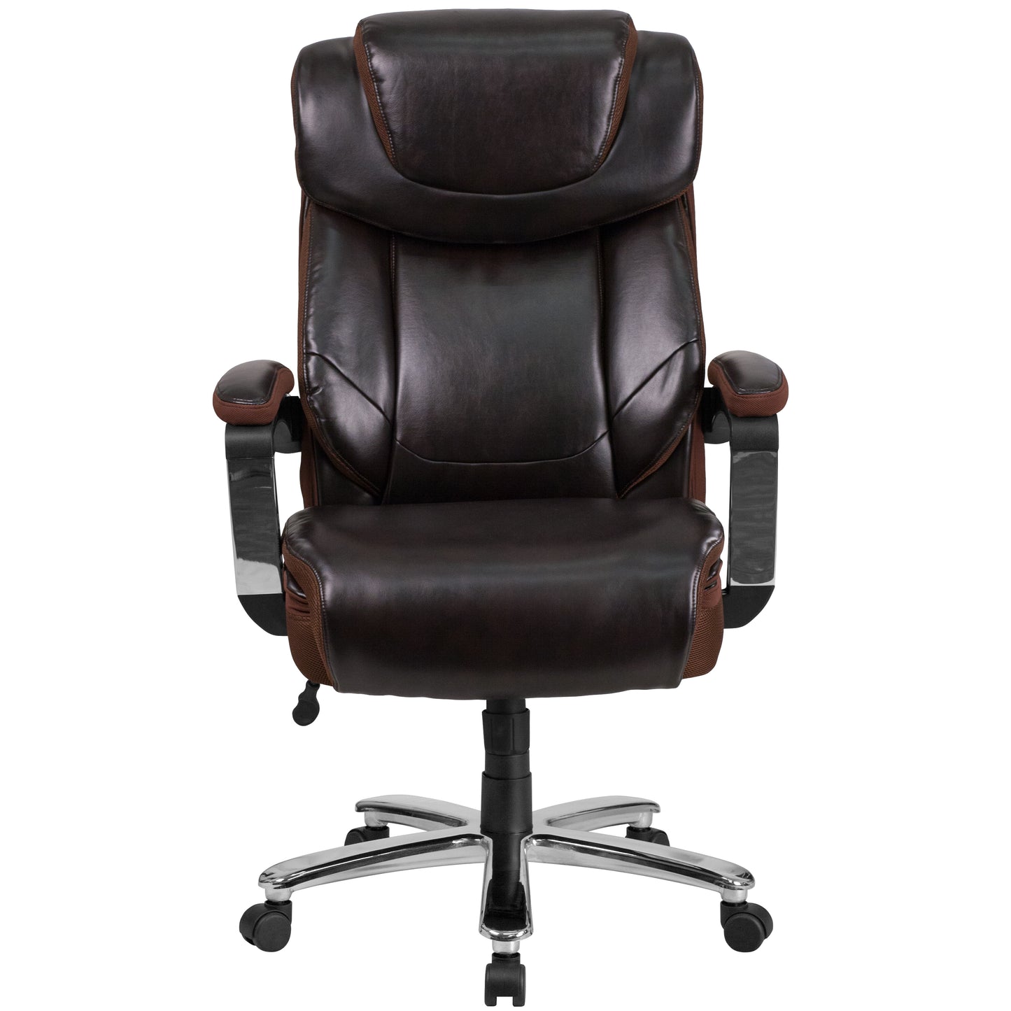 Big & Tall Office Chair | Brown LeatherSoft Executive Swivel Office Chair with Headrest and Wheels Brown