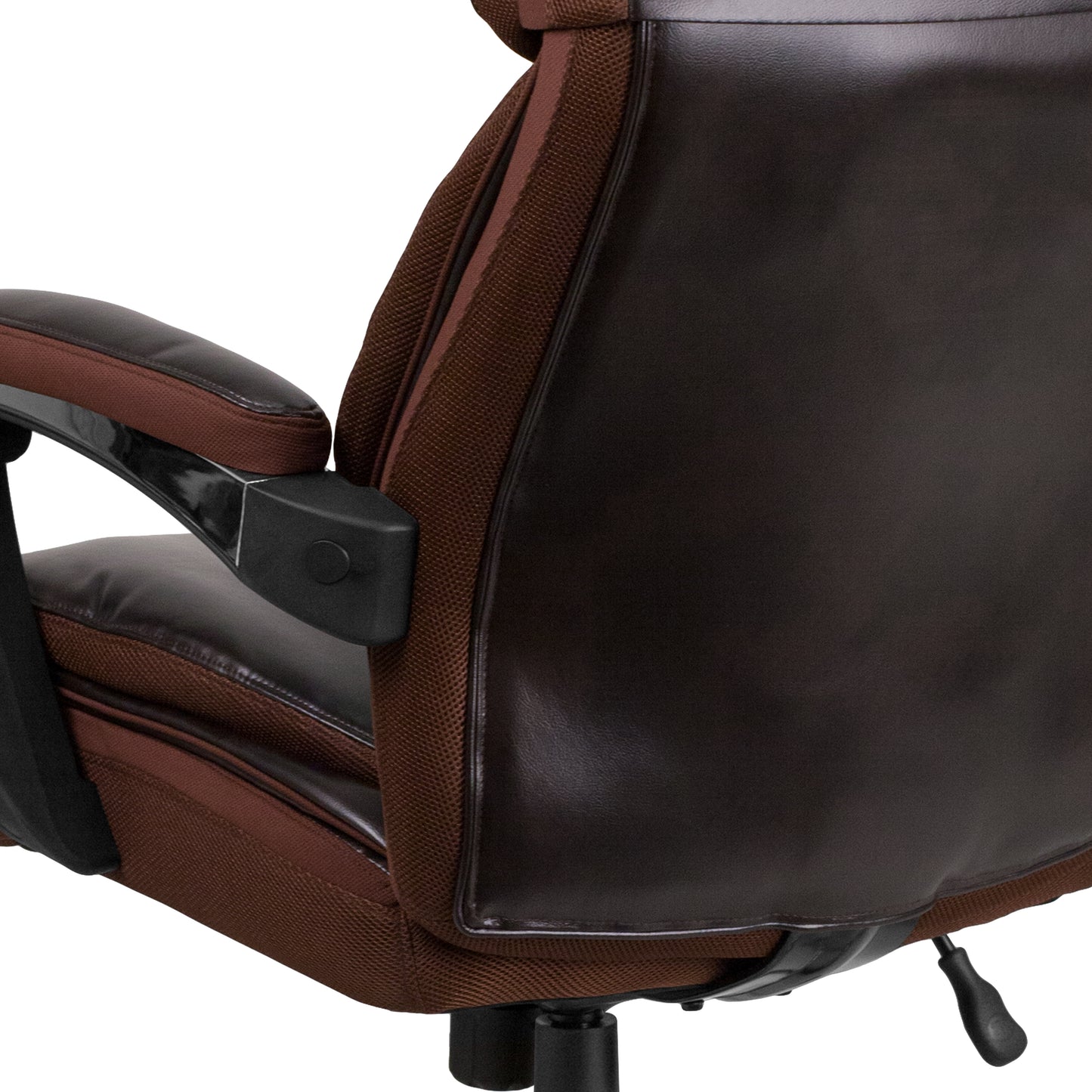 Big & Tall Office Chair | Brown LeatherSoft Executive Swivel Office Chair with Headrest and Wheels Brown