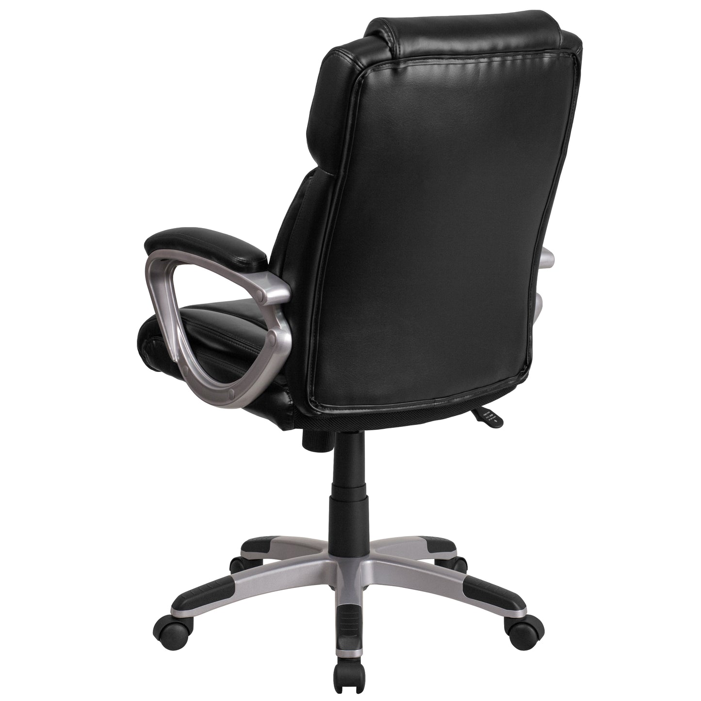 Carolyn Mid-Back Black LeatherSoft Executive Swivel Office Chair with Padded Arms Black