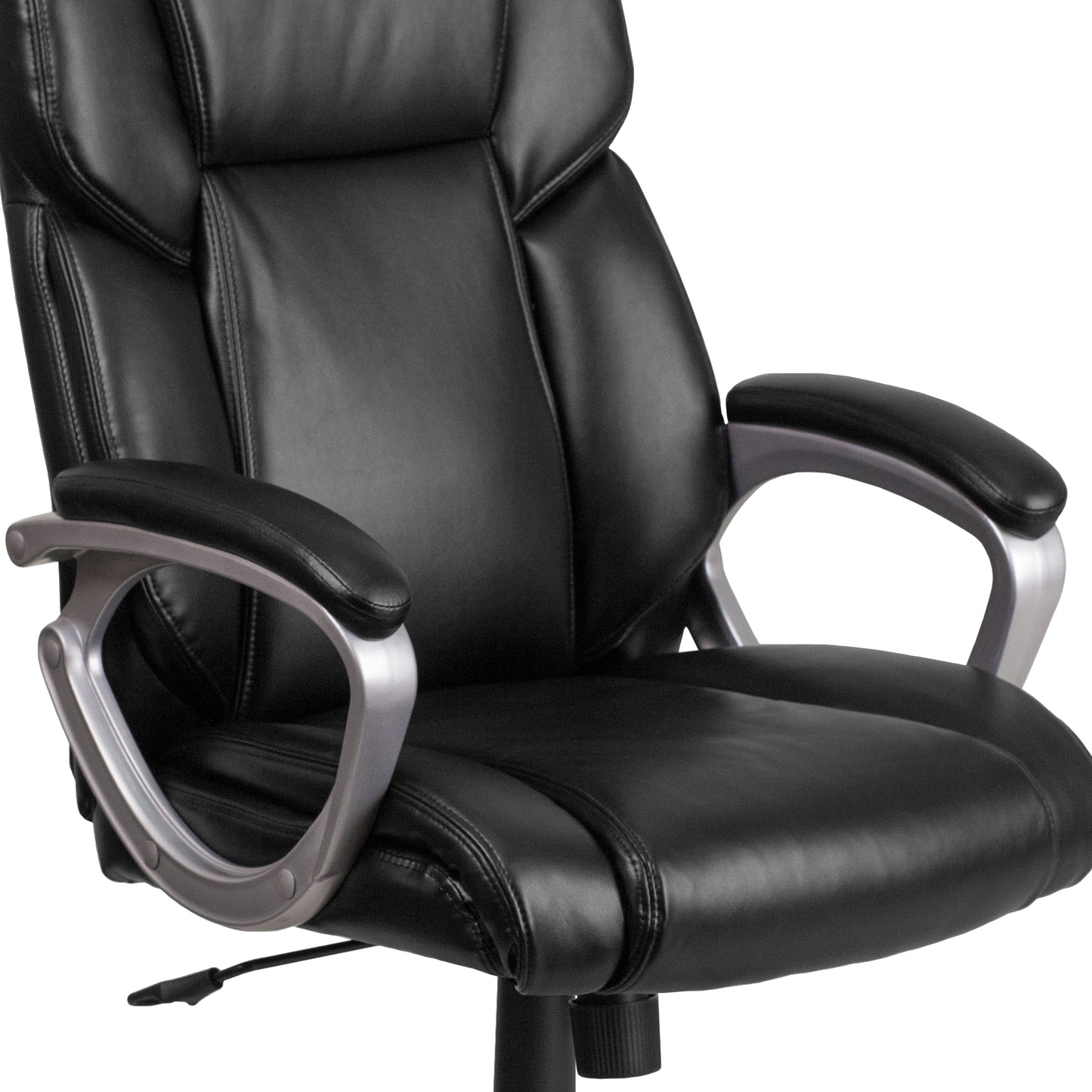 Carolyn Mid-Back Black LeatherSoft Executive Swivel Office Chair with Padded Arms Black