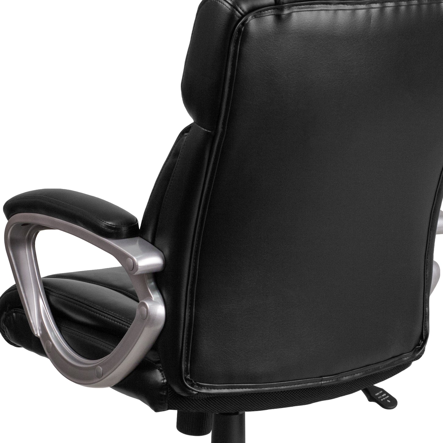Carolyn Mid-Back Black LeatherSoft Executive Swivel Office Chair with Padded Arms Black
