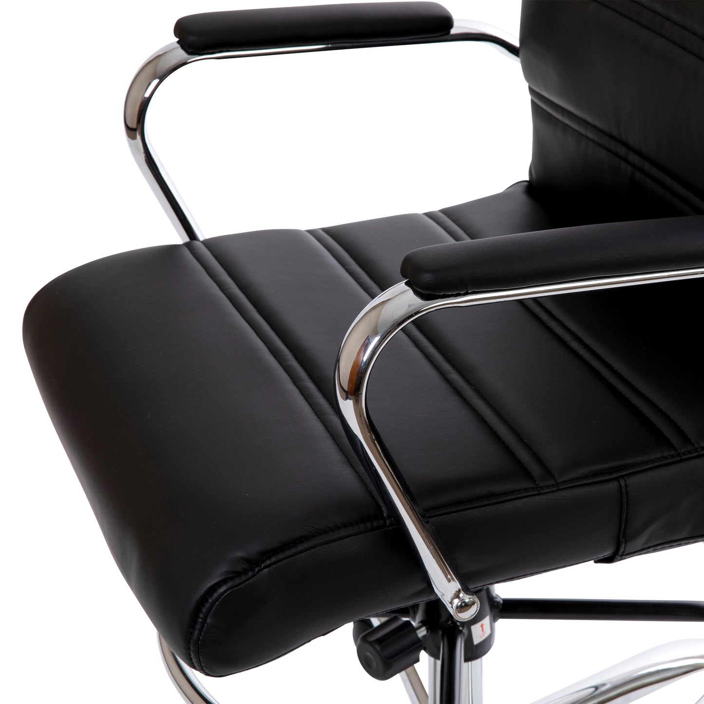 Whitney Mid-Back Black LeatherSoft Drafting Chair with Adjustable Foot Ring and Chrome Base Black