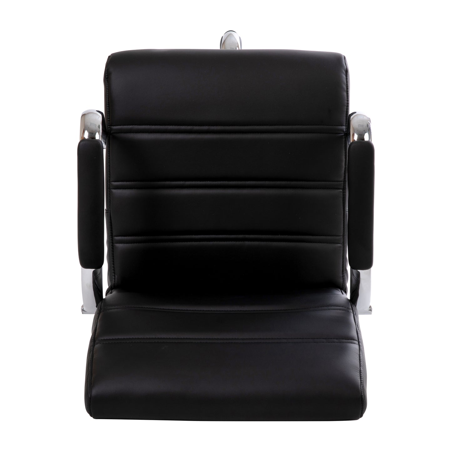 Whitney Mid-Back Black LeatherSoft Drafting Chair with Adjustable Foot Ring and Chrome Base Black