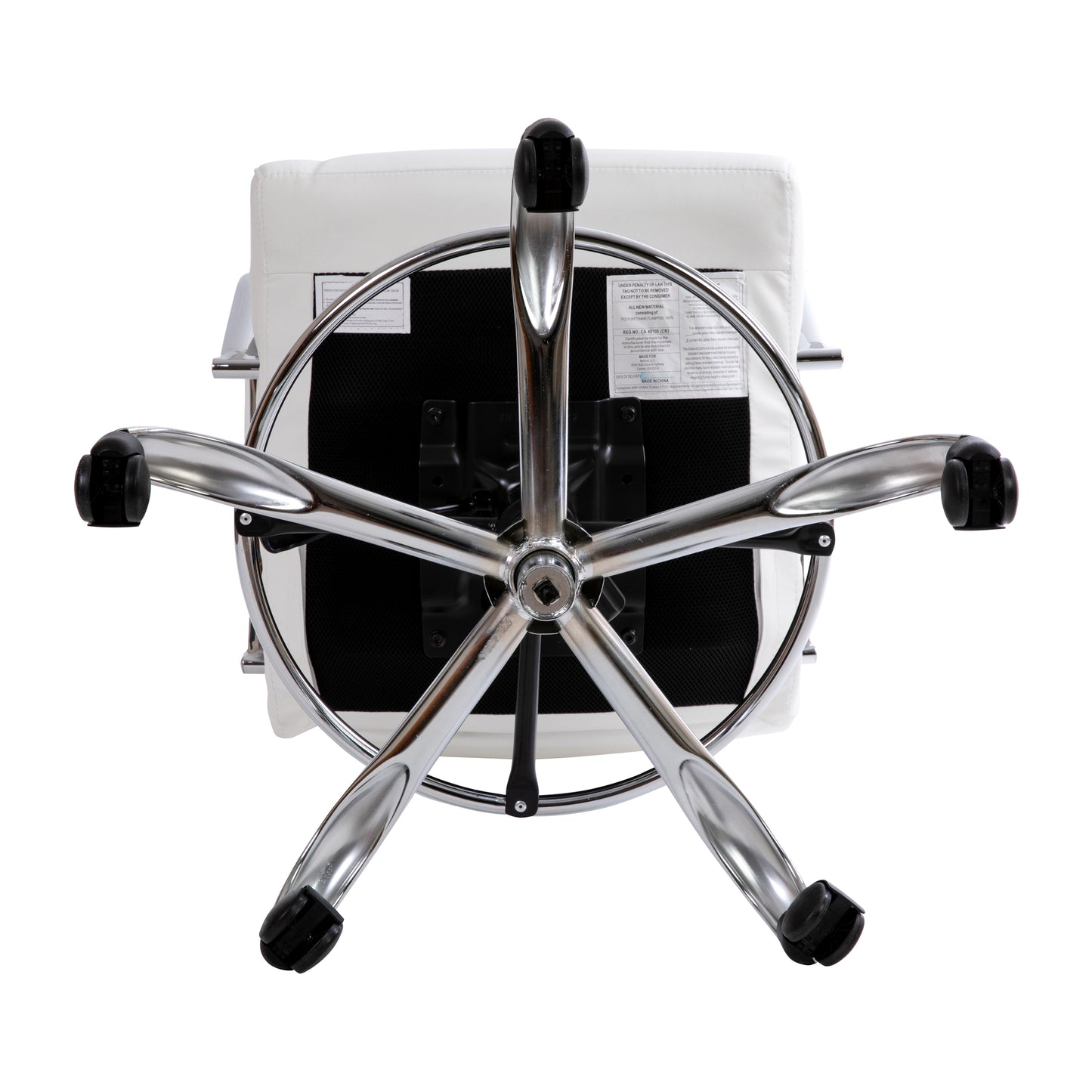 Whitney Mid-Back White LeatherSoft Drafting Chair with Adjustable Foot Ring and Chrome Base White