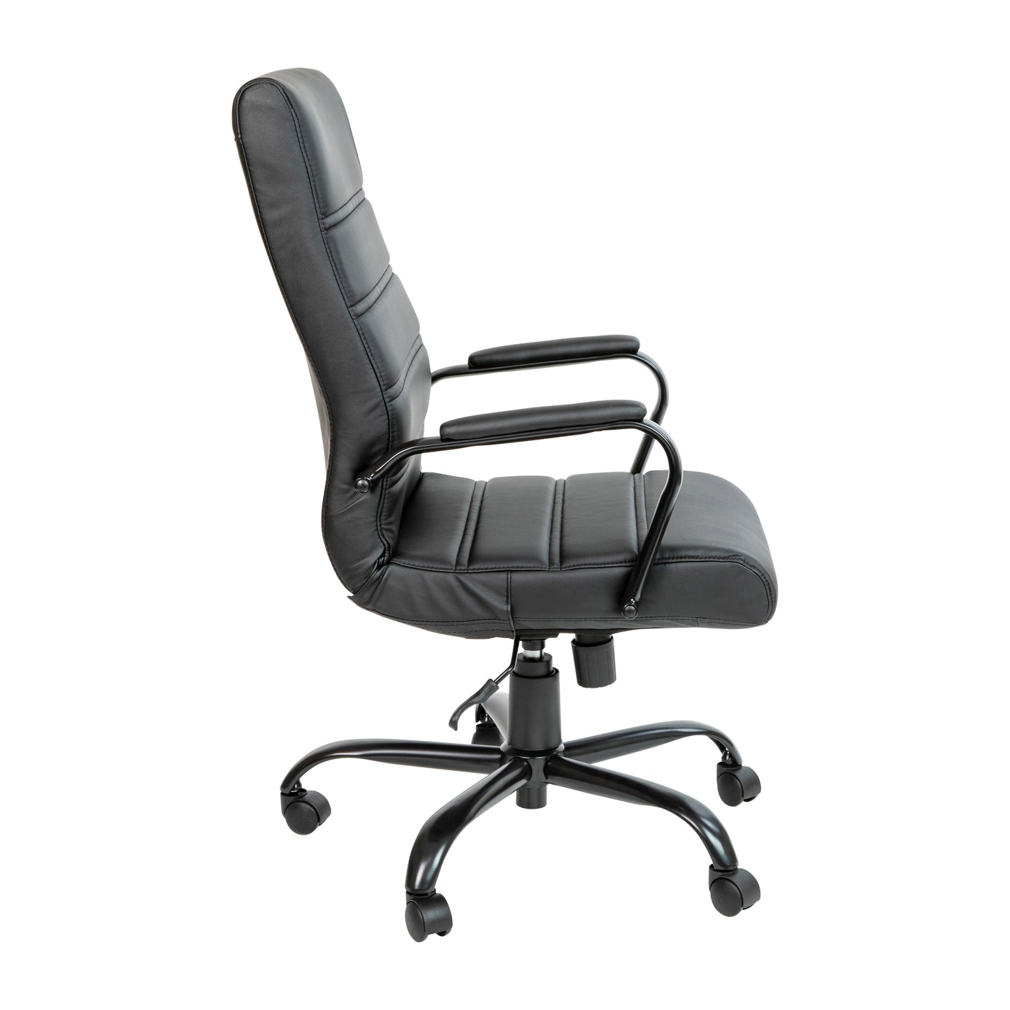 Whitney High Back Black LeatherSoft Executive Swivel Office Chair with Black Frame and Arms Black LeatherSoft/Black Frame