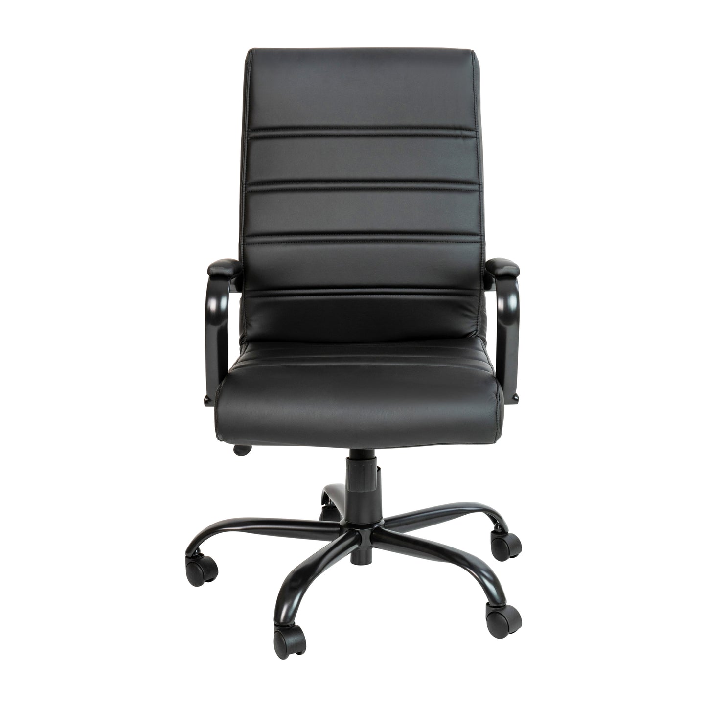 Whitney High Back Black LeatherSoft Executive Swivel Office Chair with Black Frame and Arms Black LeatherSoft/Black Frame