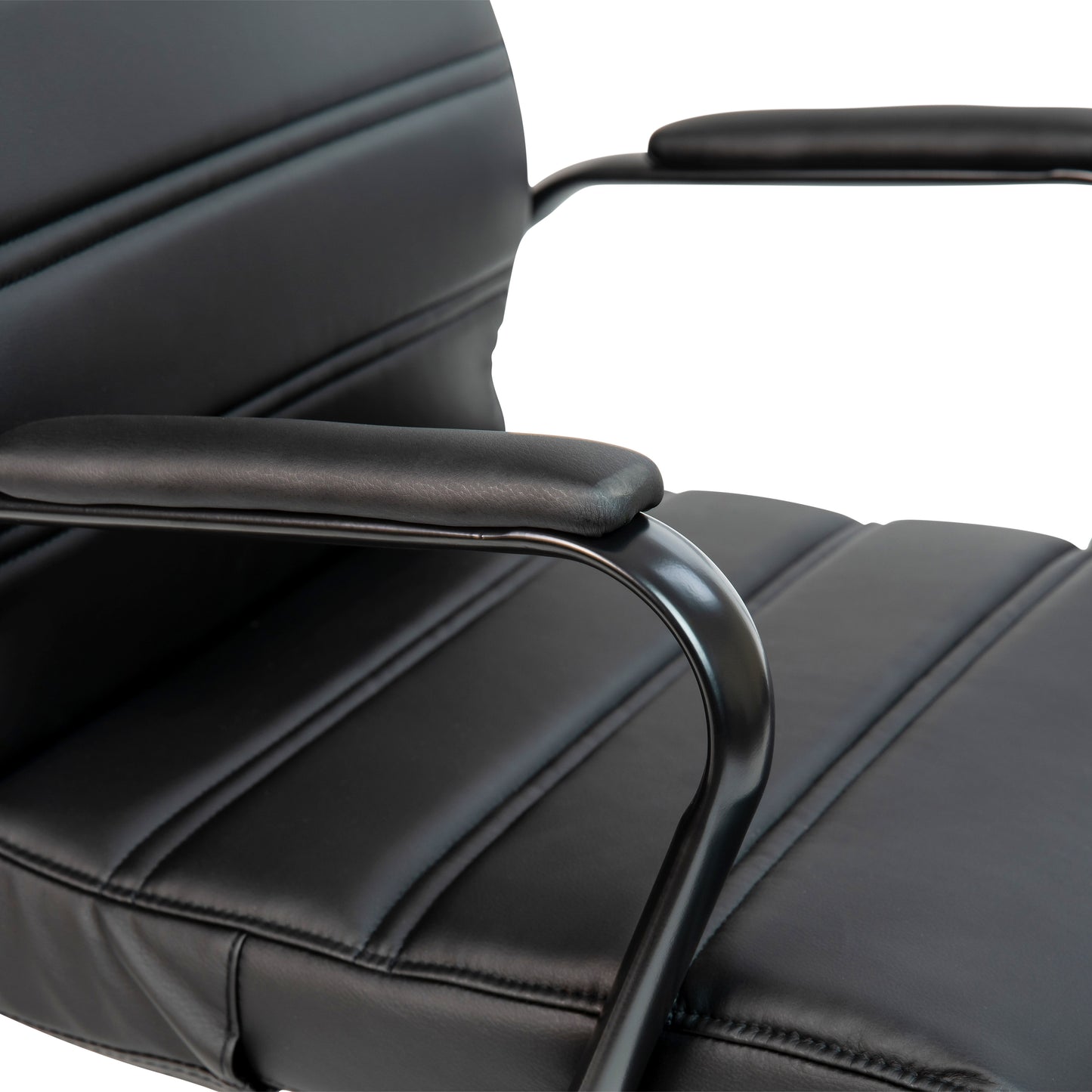 Whitney High Back Black LeatherSoft Executive Swivel Office Chair with Black Frame and Arms Black LeatherSoft/Black Frame