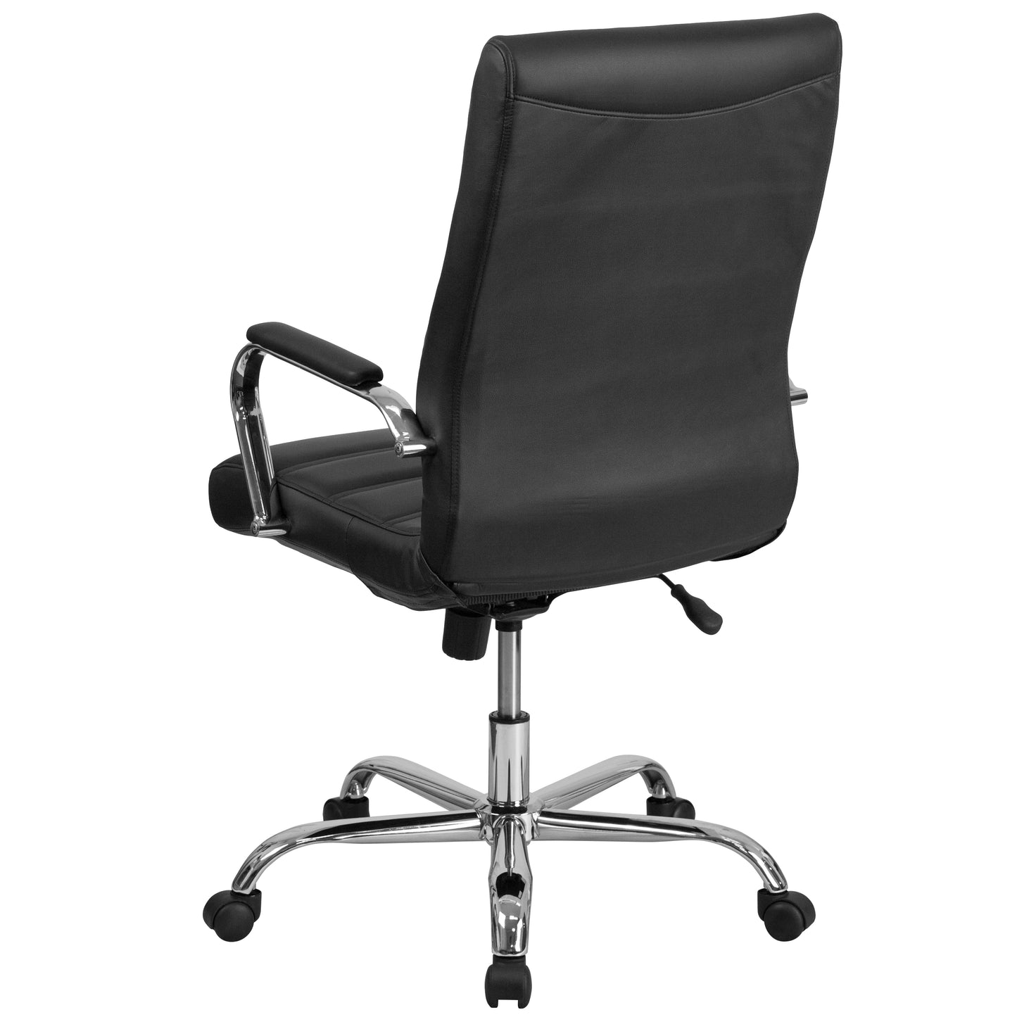 Whitney High Back Black LeatherSoft Executive Swivel Office Chair with Chrome Frame and Arms Black LeatherSoft/Chrome Frame