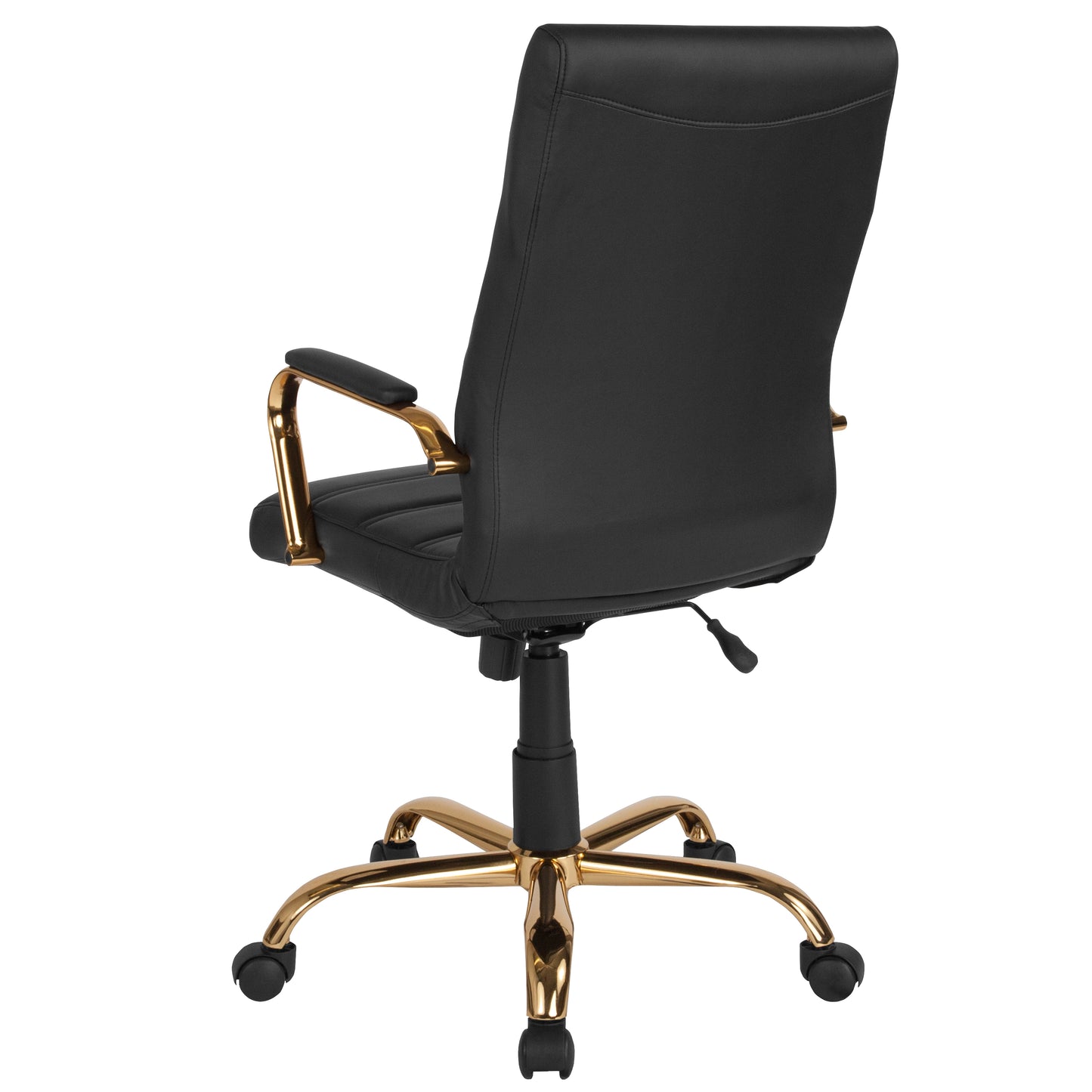 Whitney High Back Black LeatherSoft Executive Swivel Office Chair with Gold Frame and Arms Black LeatherSoft/Gold Frame
