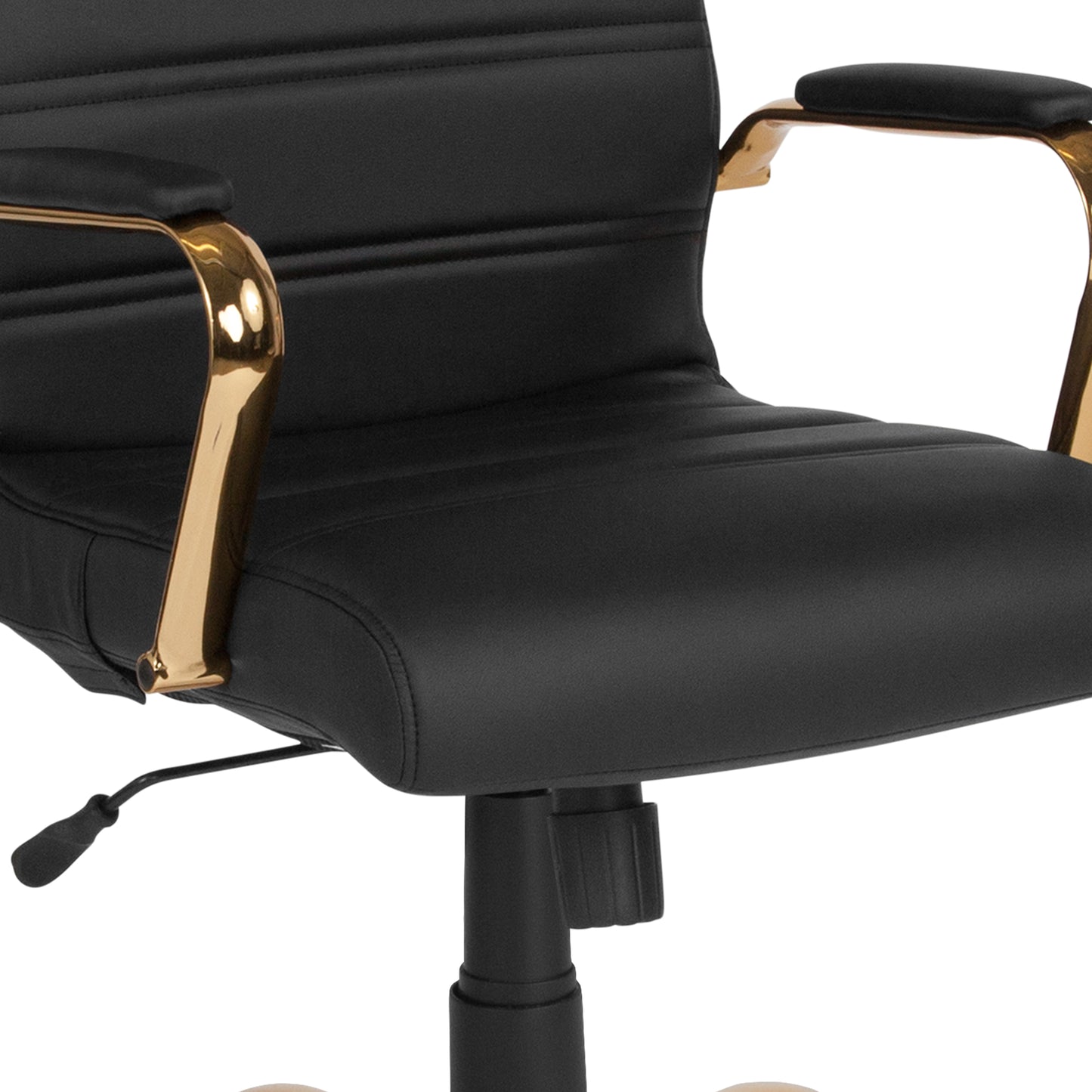Whitney High Back Black LeatherSoft Executive Swivel Office Chair with Gold Frame and Arms Black LeatherSoft/Gold Frame