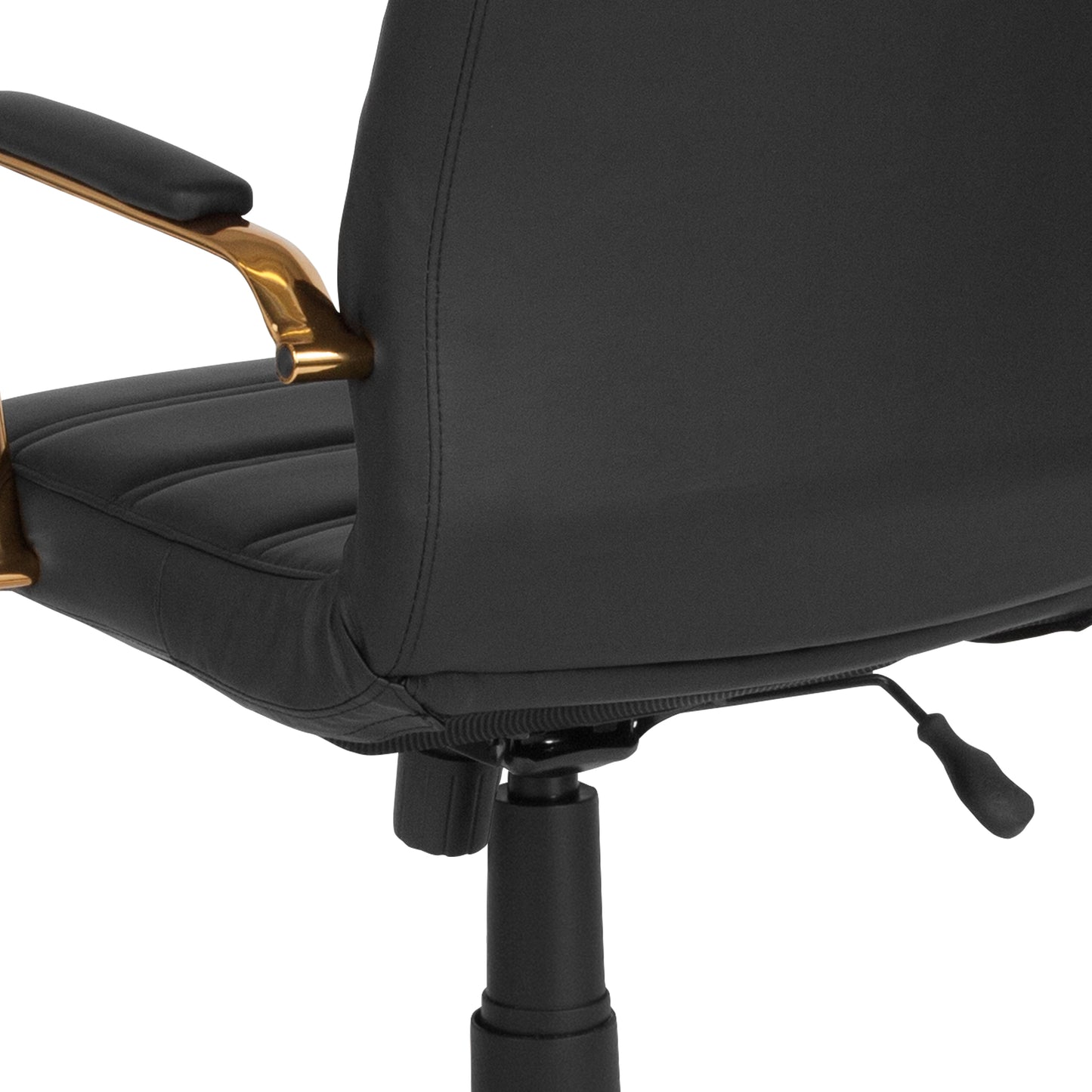 Whitney High Back Black LeatherSoft Executive Swivel Office Chair with Gold Frame and Arms Black LeatherSoft/Gold Frame
