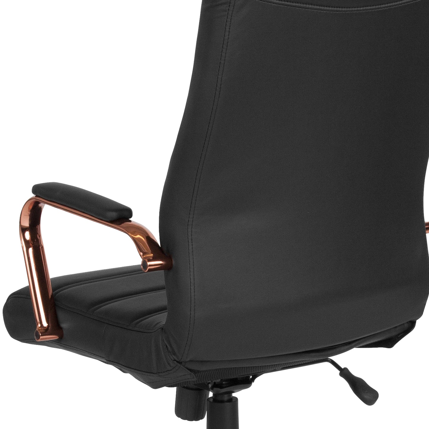 Whitney High Back Black LeatherSoft Executive Swivel Office Chair with Rose Gold Frame and Arms Black LeatherSoft/Rose Gold Frame