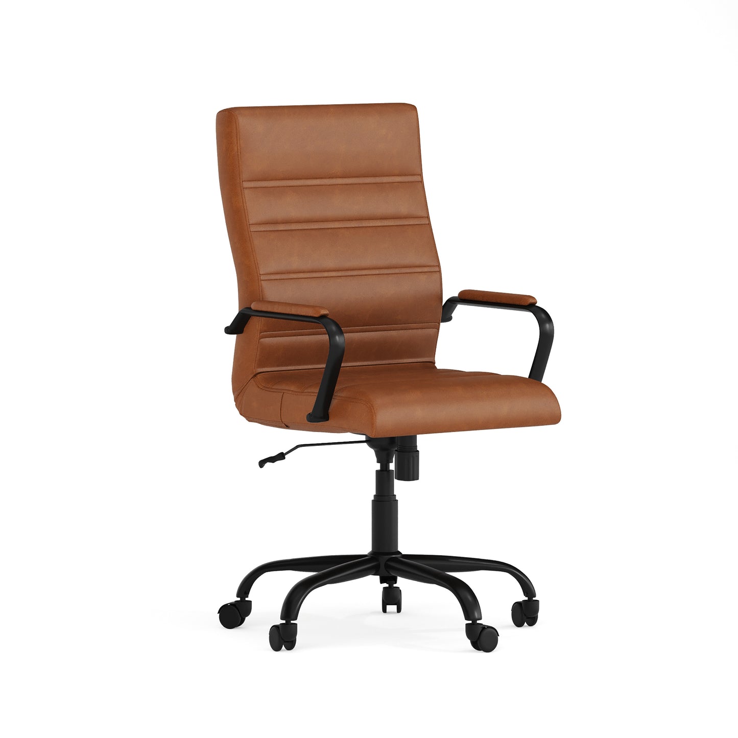 Whitney High Back Brown LeatherSoft Executive Swivel Office Chair with Black Frame and Arms Brown LeatherSoft/Black Frame