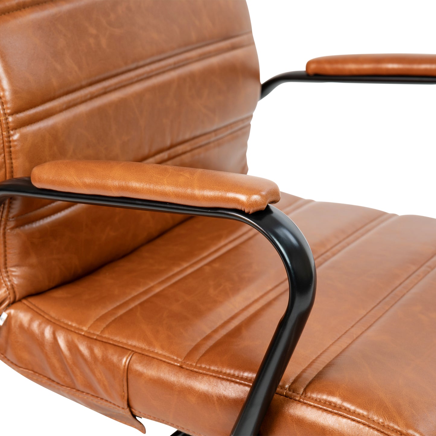 Whitney High Back Brown LeatherSoft Executive Swivel Office Chair with Black Frame and Arms Brown LeatherSoft/Black Frame